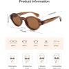 imageSOJOS Retro Oval Polarized Sunglasses for Women Men Chic Trendy 90s Sunnies Shades UV protection Sun GlassesBrown Frame Brown Lens