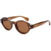 imageSOJOS Retro Oval Polarized Sunglasses for Women Men Chic Trendy 90s Sunnies Shades UV protection Sun GlassesBrown Frame Brown Lens