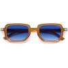 imageSOJOS Retro Polarized Rectangle 70s Sunglasses for Women MenTrendy Hexagon 80s 90s Shades SJ2625Orange Frame Blue Grading Lens