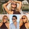 imageSOJOS Retro Polarized Rectangle 70s Sunglasses for Women MenTrendy Hexagon 80s 90s Shades SJ2625Orange Frame Blue Grading Lens