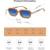 imageSOJOS Retro Polarized Rectangle 70s Sunglasses for Women MenTrendy Hexagon 80s 90s Shades SJ2625Orange Frame Blue Grading Lens