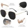 imageSOJOS Small Square Polarized Sunglasses for Men and Women Polygon Mirrored Lens SJ1072 GoldGrey