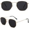 imageSOJOS Small Square Polarized Sunglasses for Men and Women Polygon Mirrored Lens SJ1072 GoldGrey