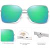 imageSOJOS Trendy Square Oversized Sunglasses Womens Mens UV400 Big Large Designer Shades SJ1082SilverGreen