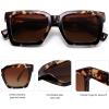 imageSOJOS Trendy Square Polarized Sunglasses for Womens MensRetro Plastic Frame Shades Designer Inspired Sun Glasses SJ2306Tortoise
