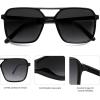 imageSOJOS Trendy Vintage Aviator Square Sunglasses For Womens Mens Retro 70s UV400 Women Sun Glasses SJ2327BlackGrey Grading