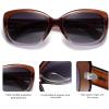 imageSOJOS Vintage Square Sunglasses for Women Polarized UV Protection Havana Frame SJ2111Transparent Brown PurpleGradien Grey