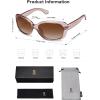 imageSOJOS Vintage Square Sunglasses for Women Polarized UV Protection Havana Frame SJ2111Transparent BrownGradient Brown
