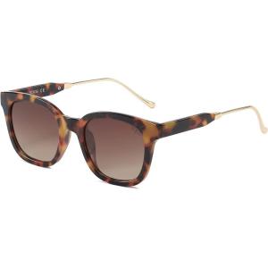 imageSOJOS Classic Square Polarized Sunglasses Womens Mens Retro Trendy UV400 Sunnies SJ2050Amber TortoiseBrown