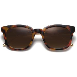 imageSOJOS Classic Square Polarized Sunglasses Womens Mens Retro Trendy UV400 Sunnies SJ2050Brown TortoiseBrown
