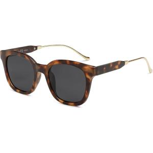 imageSOJOS Classic Square Polarized Sunglasses Womens Mens Retro Trendy UV400 Sunnies SJ2050Dark Brown TortoiseGrey