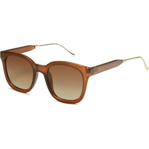imageSOJOS Classic Square Polarized Sunglasses Womens Mens Retro Trendy UV400 Sunnies SJ2050Dark BrownBrown