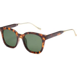 imageSOJOS Classic Square Polarized Sunglasses Womens Mens Retro Trendy UV400 Sunnies SJ2050Dark TortoiseGreen