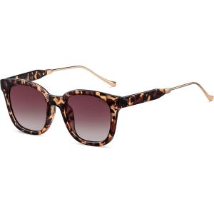 imageSOJOS Classic Square Polarized Sunglasses Womens Mens Retro Trendy UV400 Sunnies SJ2050LeopardPurple
