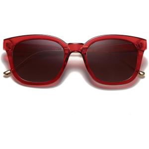 imageSOJOS Classic Square Polarized Sunglasses Womens Mens Retro Trendy UV400 Sunnies SJ2050RedReddish Brown