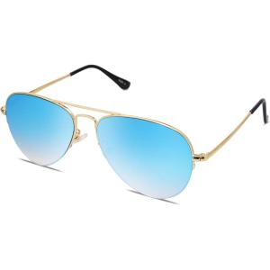 imageSOJOS Mens Womens Aviator Sunglasses Classic Semi Metal Frame INSPIRATION SJ1106Blue