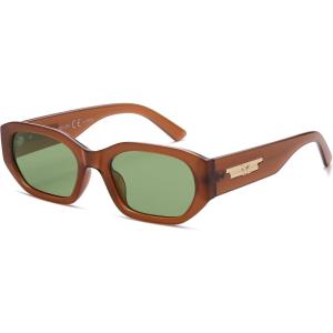 imageSOJOS Polarized Sunglasses Womens Mens Retro Rectangle Sun Glasses Trendy Hexagonal Frame 80s 90s Shades SJ2324Brown