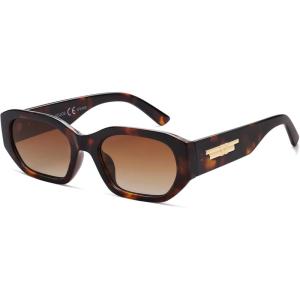 imageSOJOS Polarized Sunglasses Womens Mens Retro Rectangle Sun Glasses Trendy Hexagonal Frame 80s 90s Shades SJ2324Demi