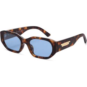 imageSOJOS Polarized Sunglasses Womens Mens Retro Rectangle Sun Glasses Trendy Hexagonal Frame 80s 90s Shades SJ2324Tortoise