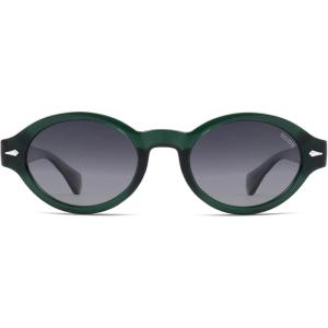 imageSOJOS Retro Oval Polarized Sunglasses for Women Men Chic Trendy 90s Sunnies Shades UV protection Sun GlassesGreen Frame Grey Grading Lens