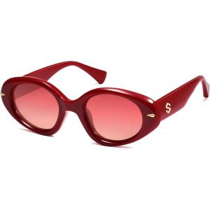 imageSOJOS Retro Polarized Large Oval Sunglasses Womens Mens Trendy UV400 Sun Glasses 80s 90s Shades SJ2365Red