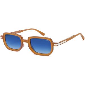 imageSOJOS Retro Polarized Rectangle 70s Sunglasses for Women MenTrendy Hexagon 80s 90s Shades SJ2625Orange Frame Blue Grading Lens
