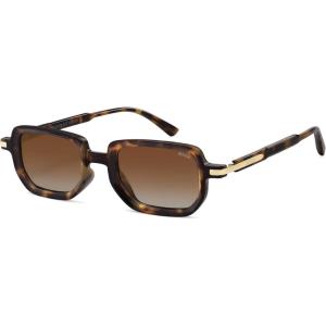 imageSOJOS Retro Polarized Rectangle 70s Sunglasses for Women MenTrendy Hexagon 80s 90s Shades SJ2625Tortoise Frame Brown Grading Lens