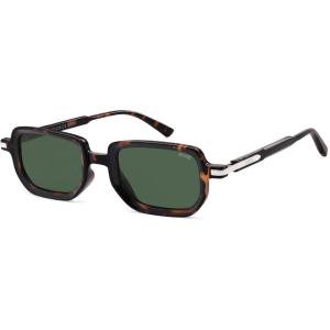 imageSOJOS Retro Polarized Rectangle 70s Sunglasses for Women MenTrendy Hexagon 80s 90s Shades SJ2625Tortoise Frame Green Lens