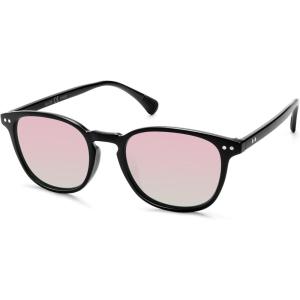 imageSOJOS Small Rounded Square Polarized Sunglasses for Women Men Vintage Style UV400 Lens SJ2637BlackPink