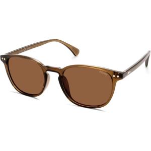 imageSOJOS Small Rounded Square Polarized Sunglasses for Women Men Vintage Style UV400 Lens SJ2637BrownBrown