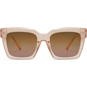 imageSOJOS Trendy Square Polarized Sunglasses for Womens MensRetro Plastic Frame Shades Designer Inspired Sun Glasses SJ2306Crystal Brown