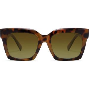 imageSOJOS Trendy Square Polarized Sunglasses for Womens MensRetro Plastic Frame Shades Designer Inspired Sun Glasses SJ2306Demi