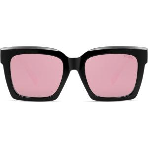 imageSOJOS Trendy Square Polarized Sunglasses for Womens MensRetro Plastic Frame Shades Designer Inspired Sun Glasses SJ2306Pink
