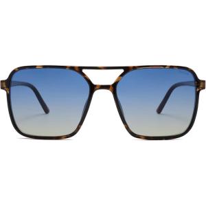 imageSOJOS Trendy Vintage Aviator Square Sunglasses For Womens Mens Retro 70s UV400 Women Sun Glasses SJ2327TortoiseBlue Grading