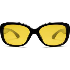 imageSOJOS Vintage Square Sunglasses for Women Polarized UV Protection Havana Frame SJ2111BlackNight Vision