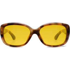 imageSOJOS Vintage Square Sunglasses for Women Polarized UV Protection Havana Frame SJ2111Brown TortoiseNight Vision