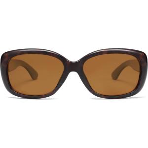 imageSOJOS Vintage Square Sunglasses for Women Polarized UV Protection Havana Frame SJ2111C10tortoiseBrown
