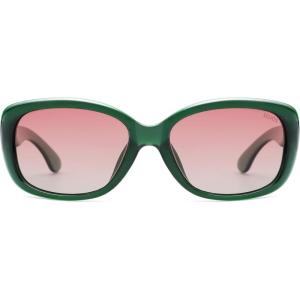 imageSOJOS Vintage Square Sunglasses for Women Polarized UV Protection Havana Frame SJ2111C12green Frame With Pink Grading Lens