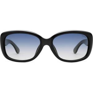 imageSOJOS Vintage Square Sunglasses for Women Polarized UV Protection Havana Frame SJ2111C13black Frame Gradient Blue Lens