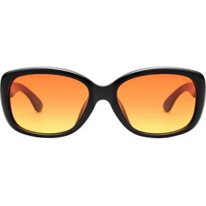 imageSOJOS Vintage Square Sunglasses for Women Polarized UV Protection Havana Frame SJ2111C14black FrameOrange Yellow Lens