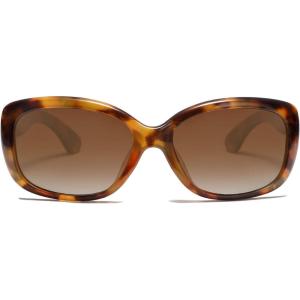imageSOJOS Vintage Square Sunglasses for Women Polarized UV Protection Havana Frame SJ2111TortoiseGradient Brown