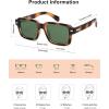 imageSOJOS Trendy Square Polarized Sunglasses for Women Men Retro Vintage Womens Mens Rectangle Shades SJ2345Dark Brown PatternGreen