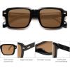 imageSOJOS Trendy Square Polarized Sunglasses for Women Men Retro Vintage Womens Mens Rectangle Shades SJ2345Shiny BlackLight Brown