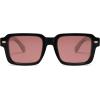 imageSOJOS Trendy Square Polarized Sunglasses for Women Men Retro Vintage Womens Mens Rectangle Shades SJ2345Shiny BlackRed Tint