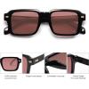 imageSOJOS Trendy Square Polarized Sunglasses for Women Men Retro Vintage Womens Mens Rectangle Shades SJ2345Shiny BlackRed Tint