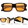 imageSOJOS Trendy Square Polarized Sunglasses for Women Men Retro Vintage Womens Mens Rectangle Shades SJ2345Shiny BlackYellow Tint