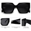 imageSOJOS Large Oversized Polarized Sunglasses for Women Big Designer Womens Trendy Square Shades SJ2205All Black