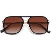 imageSOJOS Sunglasses for Women ampamp Men Square Retro Polarized Lens Trendy Aviator 90s ShadesBlackGrading Brown Lens