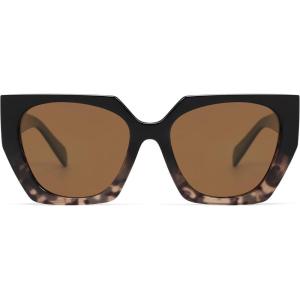 imageSOJOS Large Oversized Polarized Sunglasses for Women Big Designer Womens Trendy Square Shades SJ2205Black Gradient TortoiseBrown