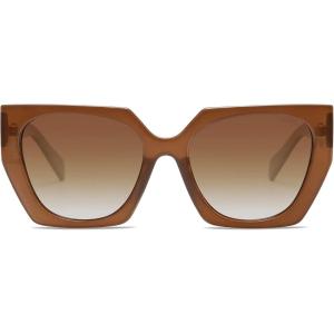 imageSOJOS Large Oversized Polarized Sunglasses for Women Big Designer Womens Trendy Square Shades SJ2205Caramel BrownBrown
